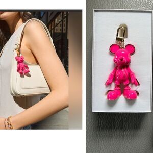 Baublebar Disney Mickey Mouse Bag Charm in hot pink with gold trim